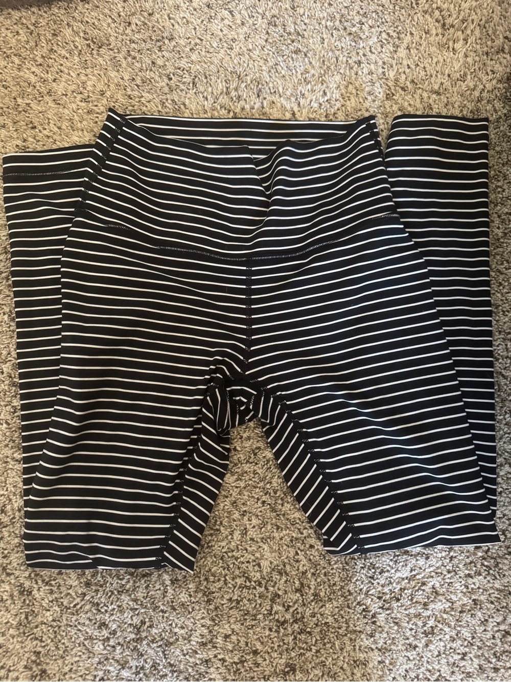 lululemon athletica Black & White Striped High-Rise Leggings